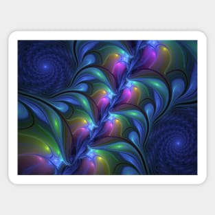 Colorful Luminous Abstract Blue Pink Green Fractal Sticker